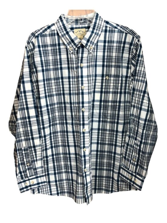 Blue Mountain Other - Blue Mountain Button Up Shirt Mens L Long Sleeve Plaid Navy Blue
